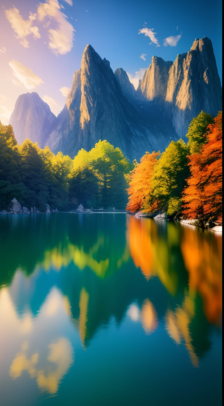 masterpiece, best quality, high quality, extremely detailed CG unity 8k 16:9 wallpaper, scenery, outdoors, sky, cloud, day, no humans, mountain, small birds , lily lake,landscape, water, cherry trees, blue sky, high waterfall, high cliff, nature, lake, river, cloudy sky,award winning photography, Bokeh, Depth of Field, HDR, bloom, Chromatic Aberration ,Photorealistic,extremely detailed, trending on artstation, trending on CGsociety, Intricate, High Detail, dramatic, art by midjourney