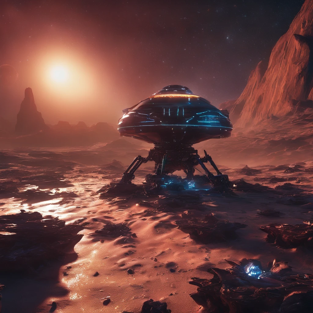 Mine field illustration,Stereo equidistance,starlights,Dingdall effect,Light and shadow intensification,3D modeling,Four-dimensional model,Ultra i realism engine,rendering,Studio lighting,The light shines,Fantasy atmosphere,vibrant with colors,32K,Surface reflected light.Complex background