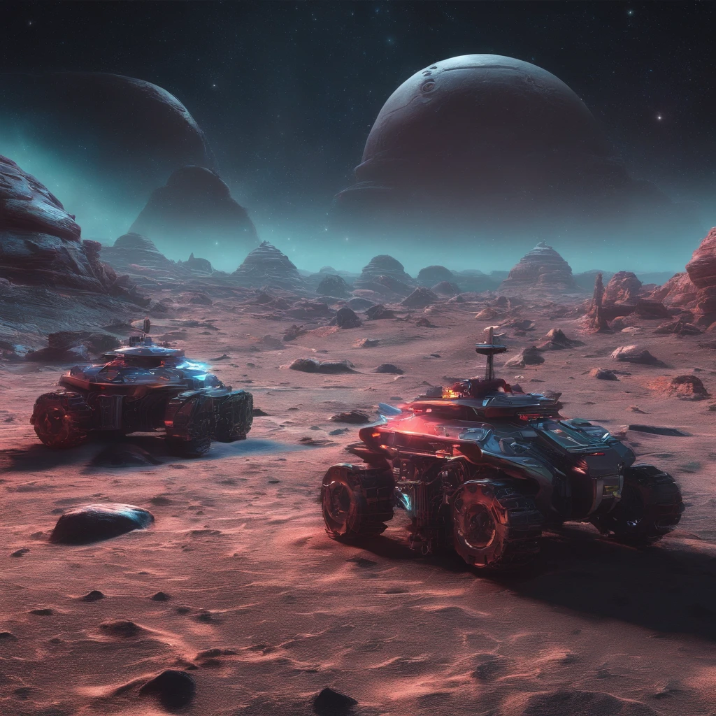 Mine field illustration,Stereo equidistance,starlights,Dingdall effect,Light and shadow intensification,3D modeling,Four-dimensional model,Ultra i realism engine,rendering,Studio lighting,The light shines,Fantasy atmosphere,vibrant with colors,32K,Surface reflected light.Complex background