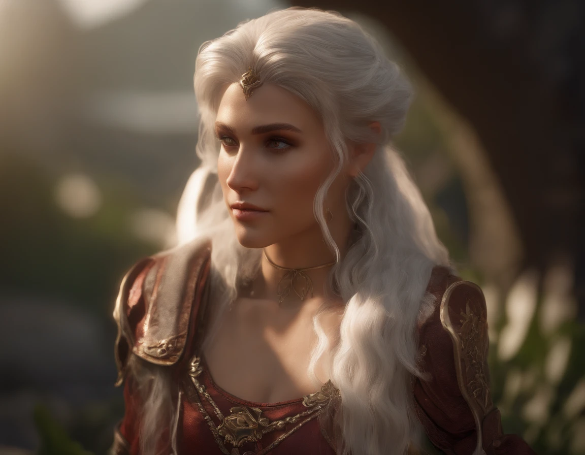 ((Best quality)), ((masterpiece)), (detailed:1.4), 3D, an image of a beautiful fantasy character ,HDR (High Dynamic Range),Ray Tracing,NVIDIA RTX,Super-Resolution,Unreal 5,Subsurface scattering,PBR Texturing,Post-processing,Anisotropic Filtering,Depth-of-field,Maximum clarity and sharpness,Multi-layered textures,Albedo and Specular maps,Surface shading,Accurate simulation of light-material interaction,Perfect proportions,Octane Render,Two-tone lighting,Wide aperture,Low ISO,White balance,Rule of thirds,8K RAW, ((Handsome man:1)) , mature man , red eyes , elf ears , extremely long hair , silver hair , hair in a ponytail, ((muscular:1)), age 41