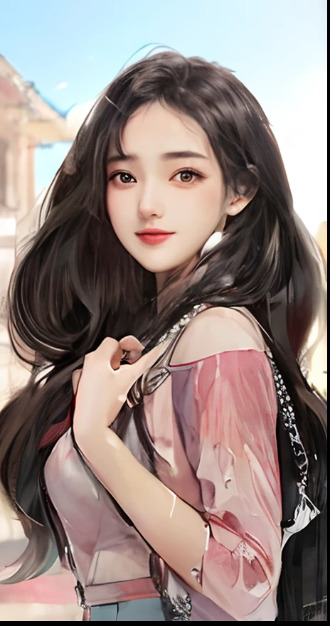 stechu,(white background:1.4), ((tachi-e)), original,(illustration:1.1),(best quality),(masterpiece:1.1),(extremely detailed CG unity 8k wallpaper:1.1), (colorful:0.9),(panorama shot:1.4),(solo:1.2), (ink splashing),(color splashing),((watercolor)), clear sharp focus,{ 1girl standing },((korean style )),flower background,outdoors,rocks, looking at viewer, make happy expressions,soft smile,pure,beautyfull detailed face and eyes,beautyfull intricacy clothing decorative pattern details, black hair,black eyes,colorwater,super big breast,huge breast,(P cup),showing breast