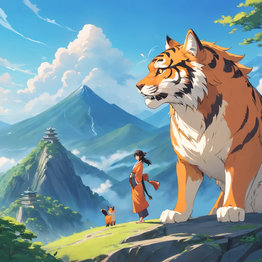 Mountainous landscape, daytime, Dragon Tiger Mountain, powerful Taoist, marries fox spirit as wife.