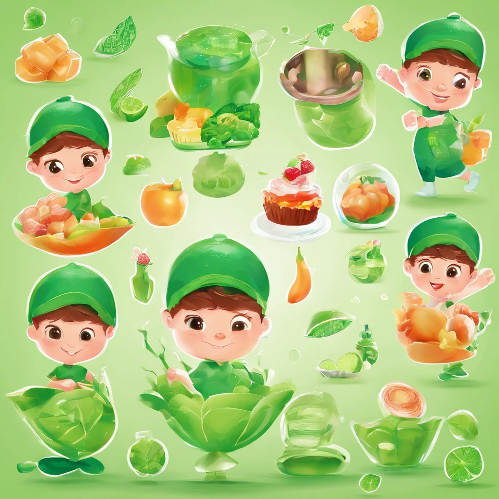 Cute little boy，Green skin，