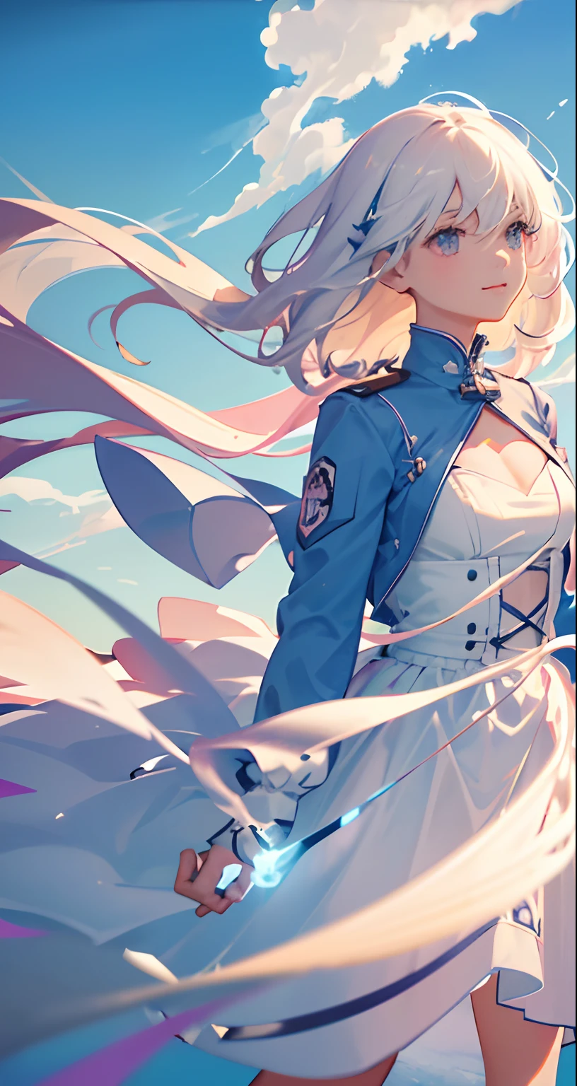 tmasterpiece,best qualtiy,cinematic Film still from,1girl,Floating in the sky,Cloud Girl,clouds,punk(closeup cleavage:1.1),brightly,cheerfulness,intriguing,gentlesoftlighting,(bauhause,shape,lineworks,abstracted:1.1)