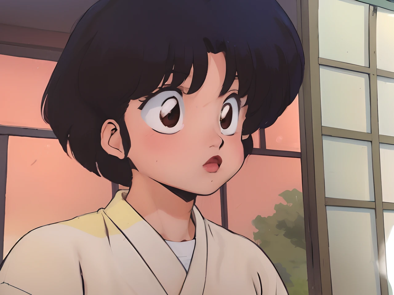 1girl in, Akane Tendo, Brown-eyed, full body Esbian, Photorealsitic, (hyper realisitic:1.2), perfect  eyes, face perfect, Perfect litthing, plein air, Warm colors, Karate Dojo, Karate Doshi, red blush, Ready