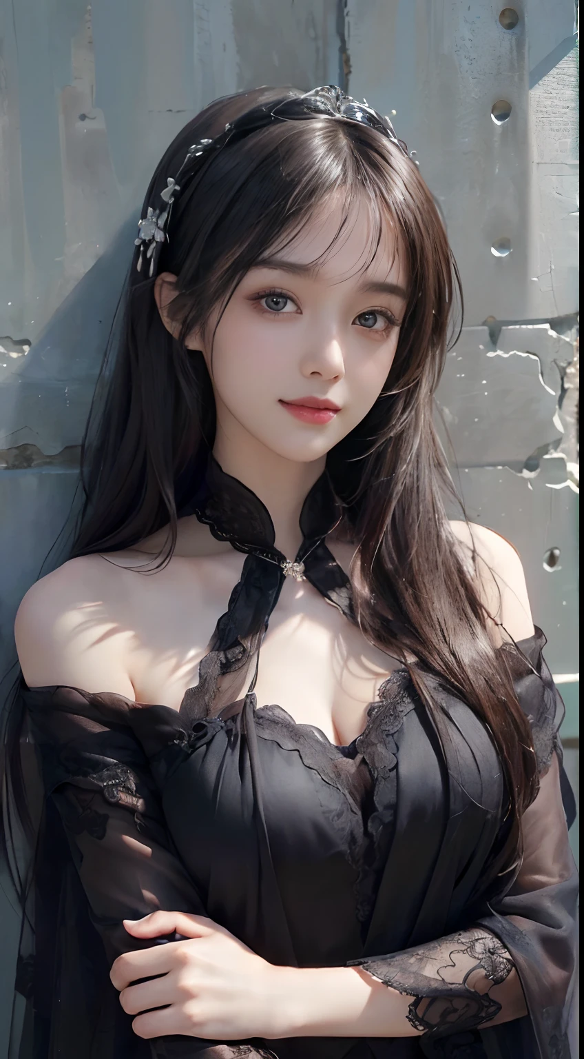 close-up of woman, Realistic, Tipha Lockhart in Final Fantasy, Long hair, Hold Hair, on the beds, medium breasts, Detailed face, 4k画质, cleavage, Detailed eyes, Eyelashes, Perfect makeup, , ties,