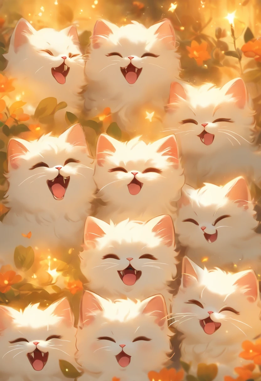The various expressions of the white Persian kitten with crystal crowns in a meme bundle, appearing together in one image, showcasing 9 different poses and expressions including happiness, anger, crying, exhaustion, arrogance, affection, confusion, mischief, and sulking. These adorable kittens are in an anime-style with a cute effect. The image quality should be (best quality, 4k, 8k, highres, masterpiece:1.2), ultra-detailed, and (realistic, photorealistic, photo-realistic:1.37). The art style should emphasize on the expressions and cuteness of the kittens. The color palette should be vibrant and playful. Additionally, the lighting should be soft and gentle, creating a warm and cozy atmosphere for these adorable creatures.
