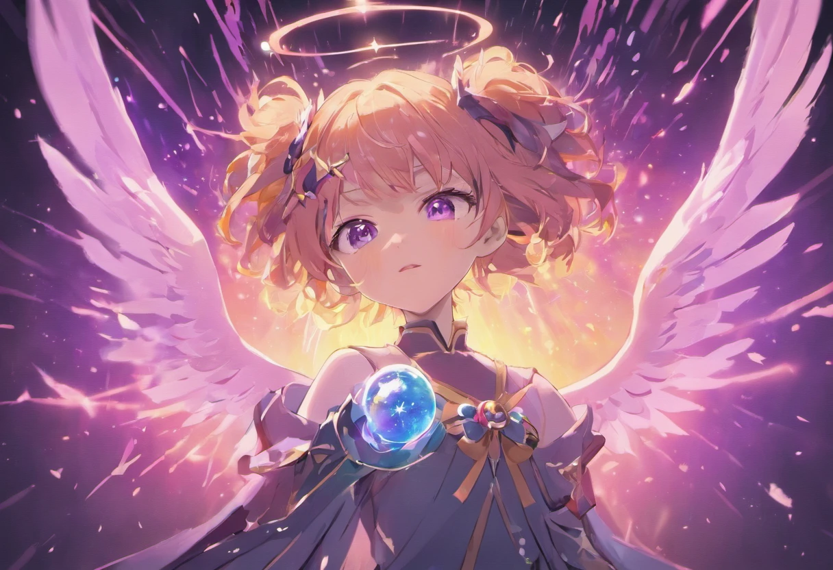(guy:1.1, god-like, six wings:1.1, detailed wings, black halo:1.1, detailed halo, purple lightning particles:1.1, particle effects, realistic, high quality, clarity, ArtStation, cinema lighting)