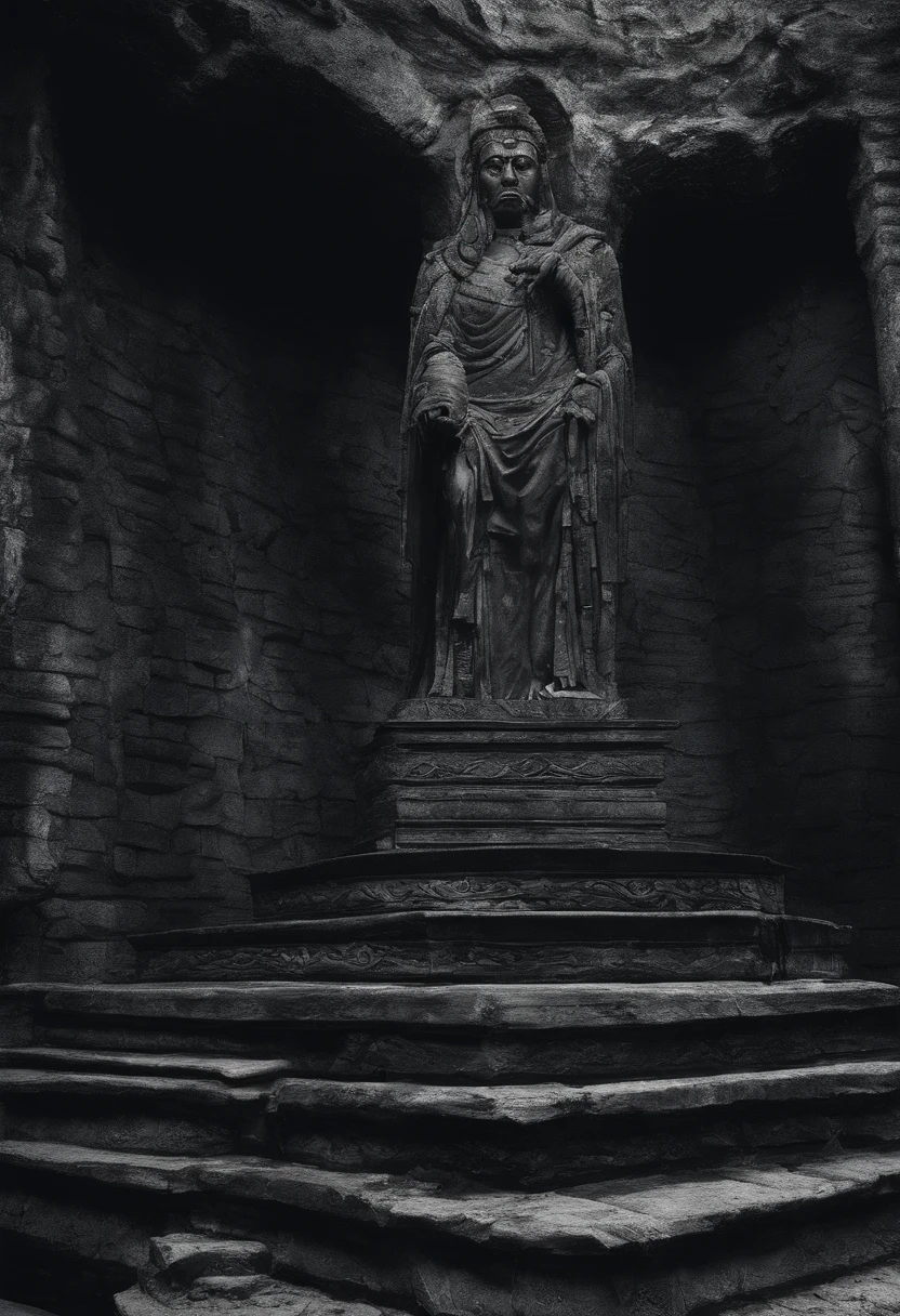 La obra de arte de la obra maestra es predominantemente de estilo oscuro,A lo lejos se encuentra una hermosa estatua negra de Buda,Enorme e impresionante。Los peregrinos en el camino avanzan lentamente por los majestuosos escalones de piedra,See this magnificent view。Los detalles son extremadamente delicados,It's hard to stop and look。Official art showcases high-quality craftsmanship,Brinda a los espectadores una experiencia visual inimaginable。Esta pintura es HD 8K fondo de pantalla,It will take you to a mysterious and sacred world。