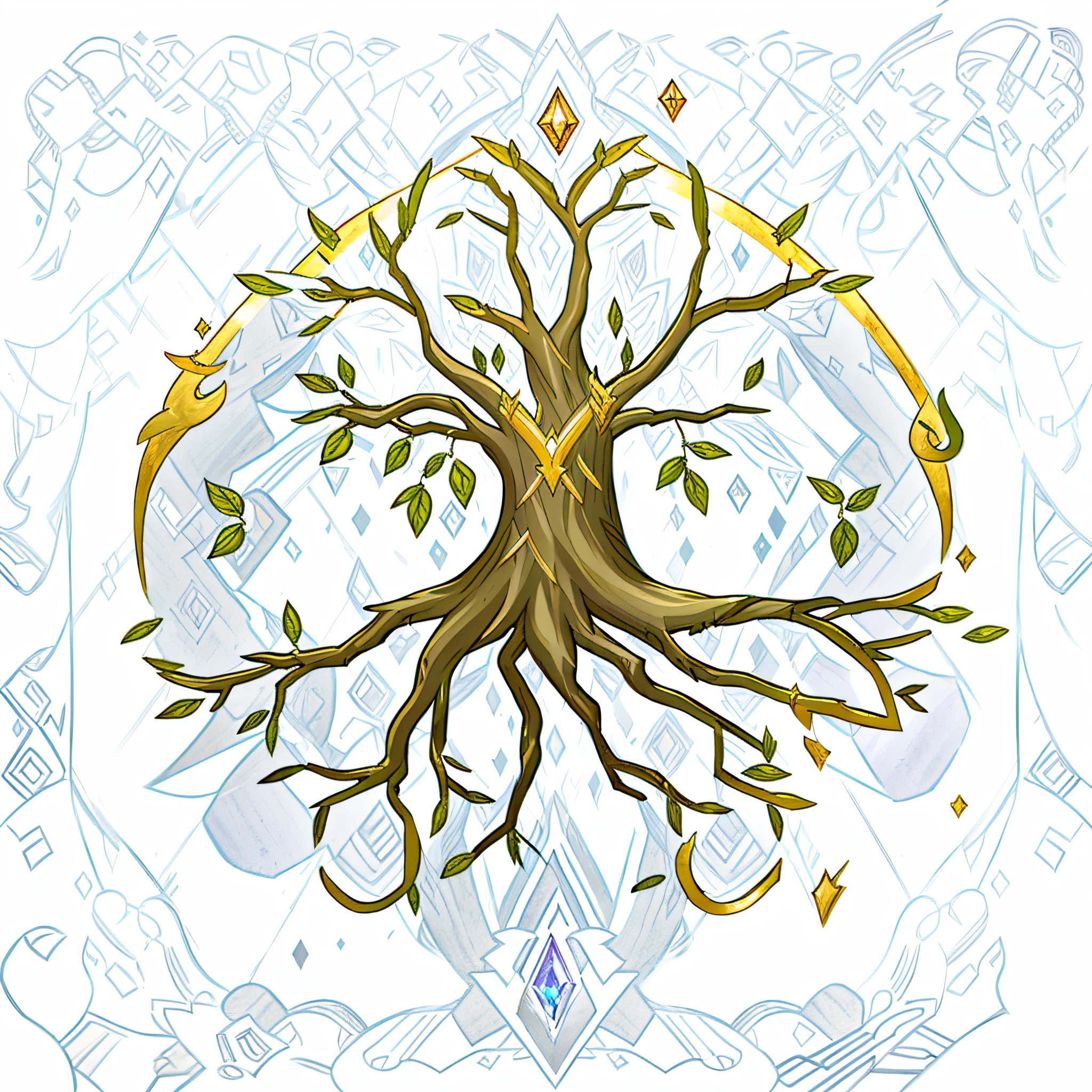 a tree with a large root and many leaves, tree of life seed of doubt, rooted lineage, tree of life, world tree, roots, living tree, yggdrasil, the tree of life, collective civilization tree, the world tree, central tree, root system, oak tree ent, sprouting, ents, thriving ecosystem, tree roots, root, hd illustration, high quality art, high quality photo, world of warcraft spell icon, ancient symbol behind it, imperial symbol, sojourn from overwatch, fantasy game spell symbol, fantasy game spell icon, rating: general, symbol, elitedangerous 💙💜 ornate ︎, genshin impact, rating:g, quest marker, infinity glyph, [epic, symmetrical logo], ancient symbol behind it, rune-engraved armor, simple shading, raziel irl, infinity glyph, rock shade, mud, dark skye, cloudy, gray color, purple crystal inside, purple mineral
