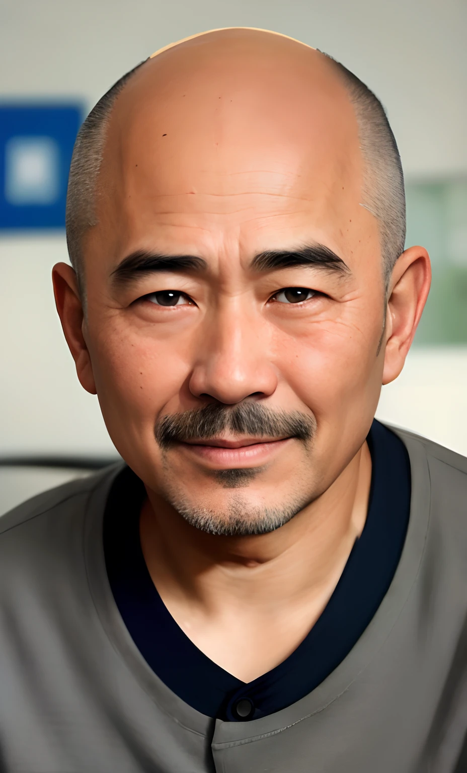 Arafed man with a mustache and a gray shirt - SeaArt AI