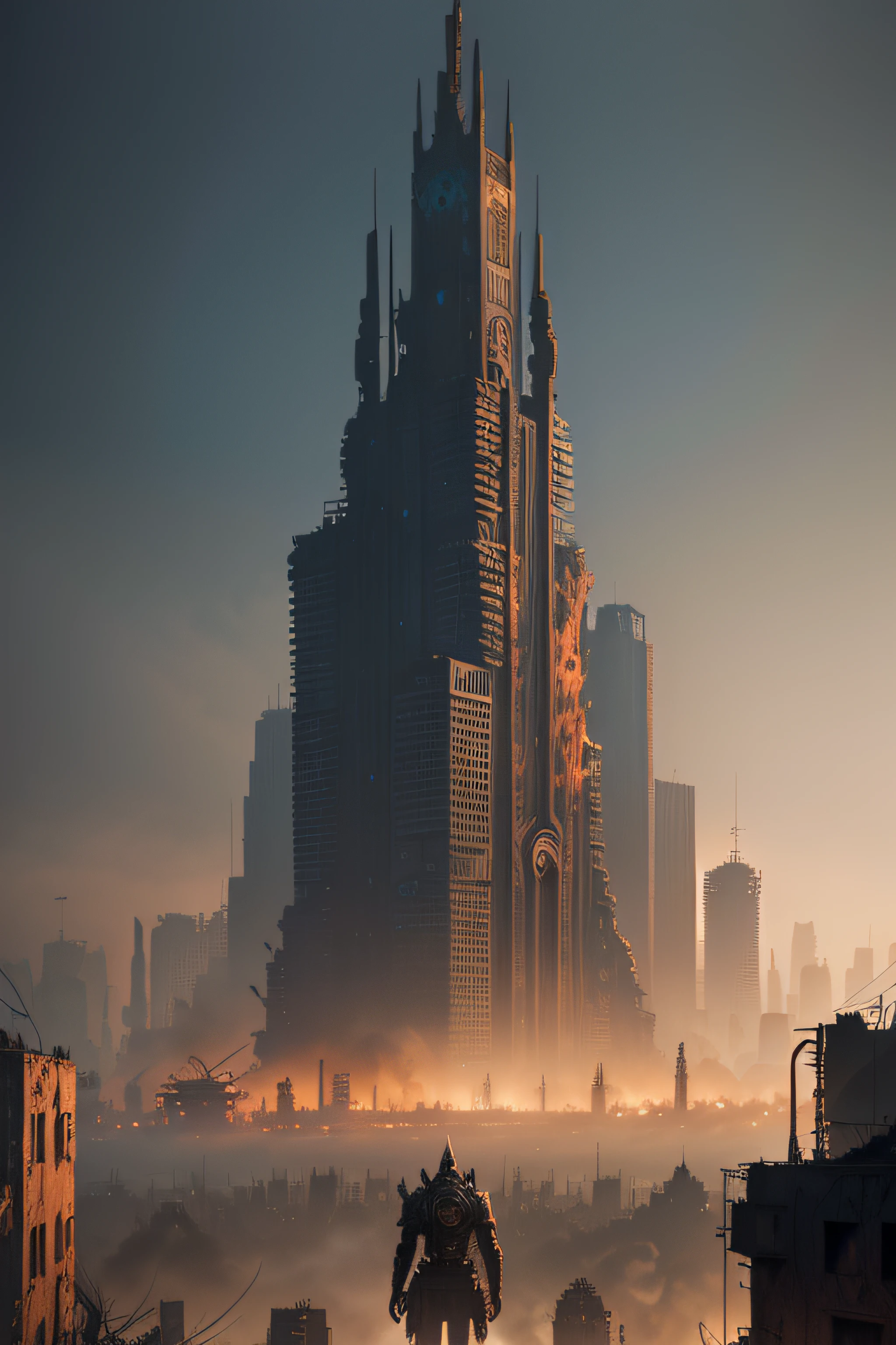 zombies , postapocalypse city,  against the background of the ruined city, rusted steel structures, ((intricate details)), hdr, ((intricate details, hyperdetailed)), cinematic shot, vignette, highly detailed, INTRICATE, photo realistic, cinematic lighting,Gerald Brom,William Stout