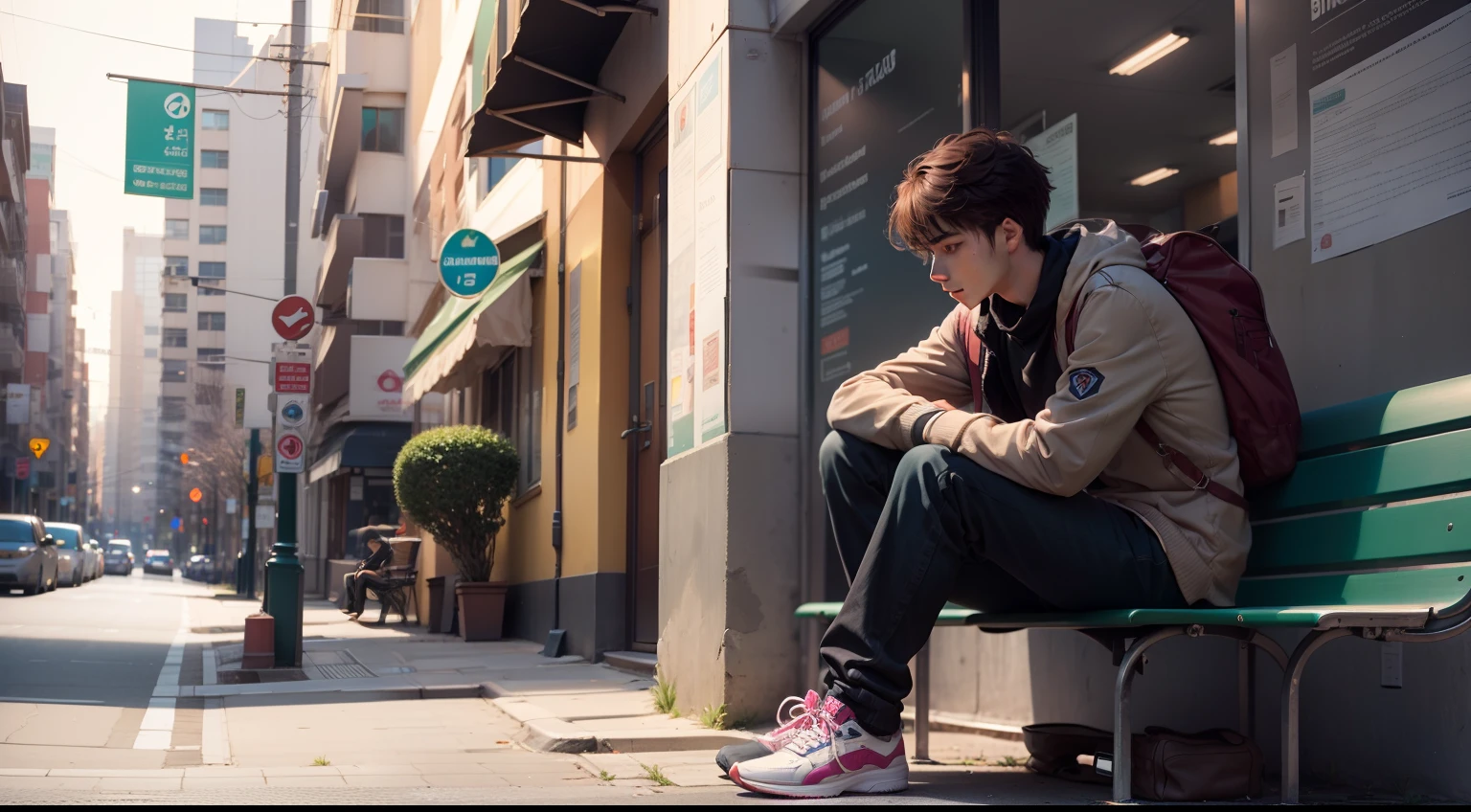 One day, I was walking home from school when I saw a guy sitting on a bench.