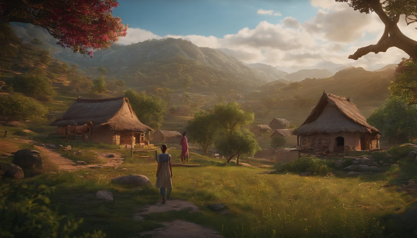 A collage-style thumbnail featuring key moments from Maya's journey, such as her studying, tutoring, and practicing medicine in her village.ultra realistic 8k,Landscape