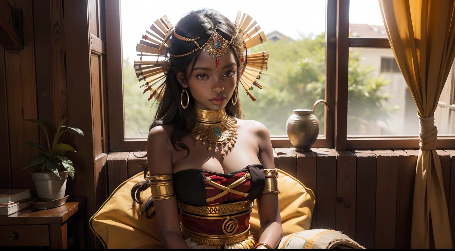 Woman in East African tribal costume.