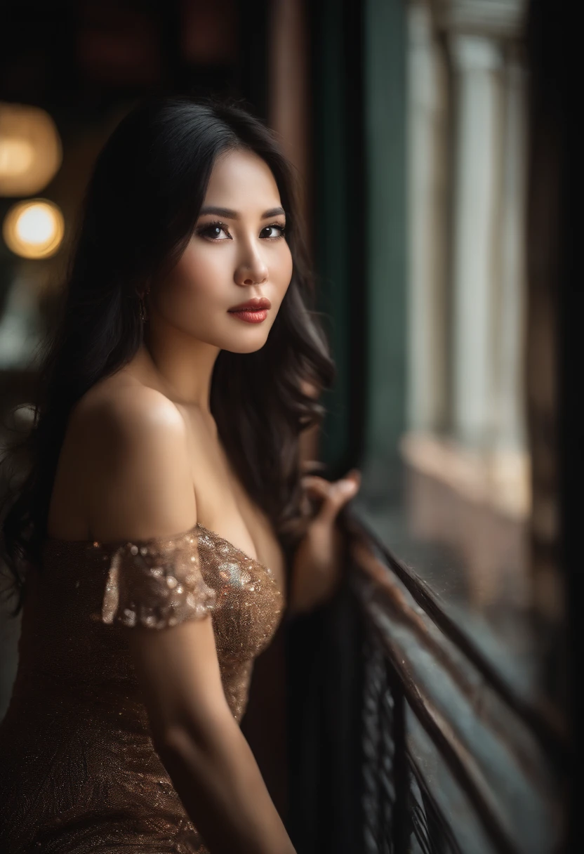 Vietnamese gorgeous woman with long black hair detailed seductive eyes, nez haut, visage magnifique, content, Thigh gap long sexy legs, Robe courte, sexy portant un t-shirt Vietnam dans une belle futuriste dans une rue de hanoi, brouillard, chaud, sunny weather, best quality masterpiece, pchaudoréaliste, Detailed, 8k, Hdr, faible profondeur de champ, broad light, high contrast, contre-jour, fleurir, light sparkles, aberration chromatique, mise au point nette, Pchaudo couleur RAW, Accent Lighting