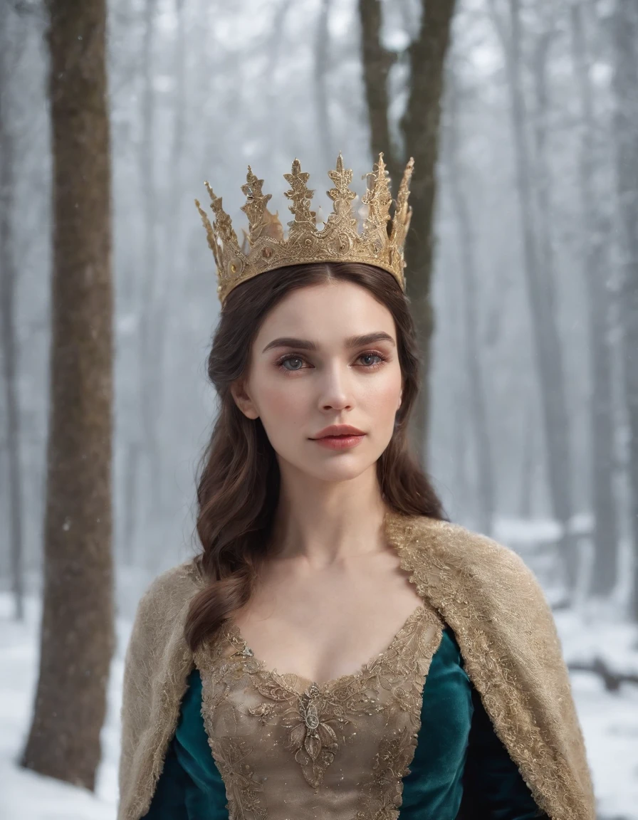 Woman with an ice tiara on her head and a navy blue winter cloak with golden details, broche de floco de neve. longos cabelos pretos,rainha do inverno, princesa elfa, retrato de uma rainha elfa, rainha elfa, princesa inverno, uma rainha elfa, artgerm em artstation pixiv, bela e elegante rainha elfa, corpo inteiro. Standing in the snow in front of a large icy castle,Personagem de RPG, Era medieval,Mulher elfa. Elfa de cabelos ruivos, Olhos azuis,Elfa da floresta,Elfa Guerreira da floresta, Elfa arqueira, Arqueira medieval,Arco e Flecha,Organic Amadura,Armadura verde musgo,soft ilumination, Standing in the middle of the forest,Floresta densa, Cogumelos bioluminescentes,fantastical setting,Luz do dia,Luz solar, realces de cores quentes,Paleta verde azul e amarelo,RPG Character design, modelo ig | artgerm,rossdraws, obra de arte no estilo de guweiz, extremamente detalhada artgerm,corpo inteiro, fundo detalhado de um castelo, hiper detalhado, rosto detalhado, foto sincera POV, por lee jeffries, Nikon d850, filme fotografia de estoque ,4 kodak portra 400, F1 camera lens.6, cores ricas, hiper realista, textura realista, lighting dramatic, cinestill 800 (8k, Foto RAW, melhor qualidade, obra-prima: 1.2), ultra-detalhado, (pele altamente detalhada: 1.2), 8k UHD, DSLR, soft ilumination, alta qualidade,modelo ig | artgerm,rossdraws, obra de arte no estilo de guweiz, extremamente detalhada artgerm,corpo inteiro, fundo detalhado de um castelo, hiper detalhado, rosto detalhado, foto sincera POV, por lee jeffries, Nikon d850, filme fotografia de estoque ,4 kodak portra 400, F1 camera lens.6, cores ricas, hiper realista, textura realista, lighting dramatic, cinestill 800