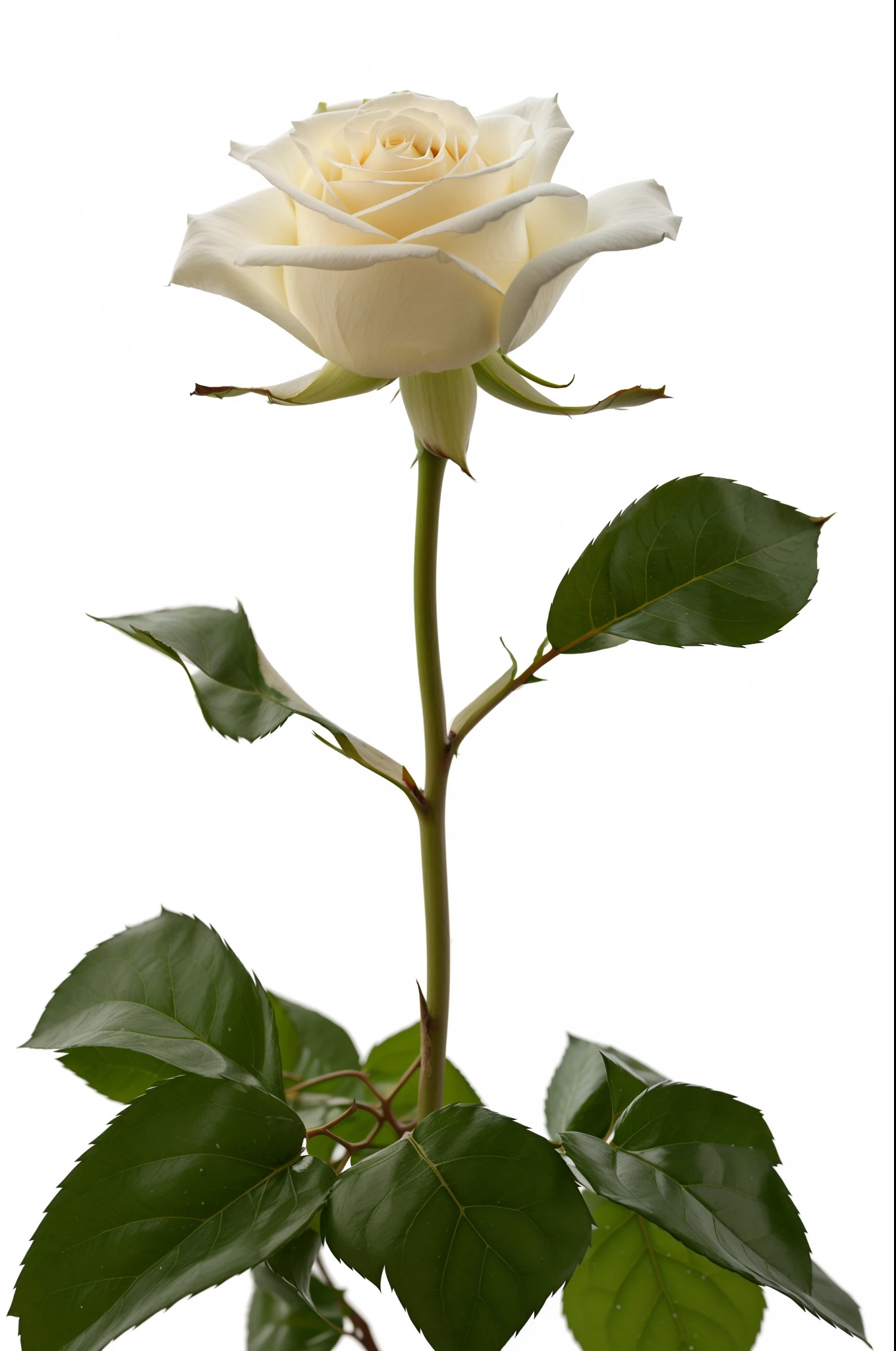 Beautiful snow-white rose on a white background