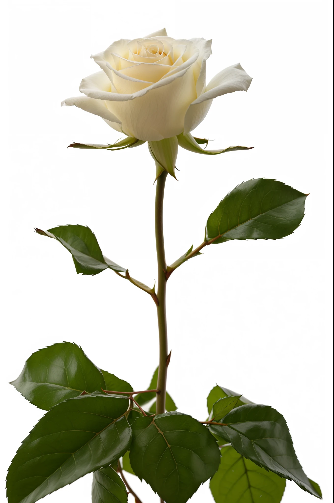 Beautiful snow-white rose on a white background