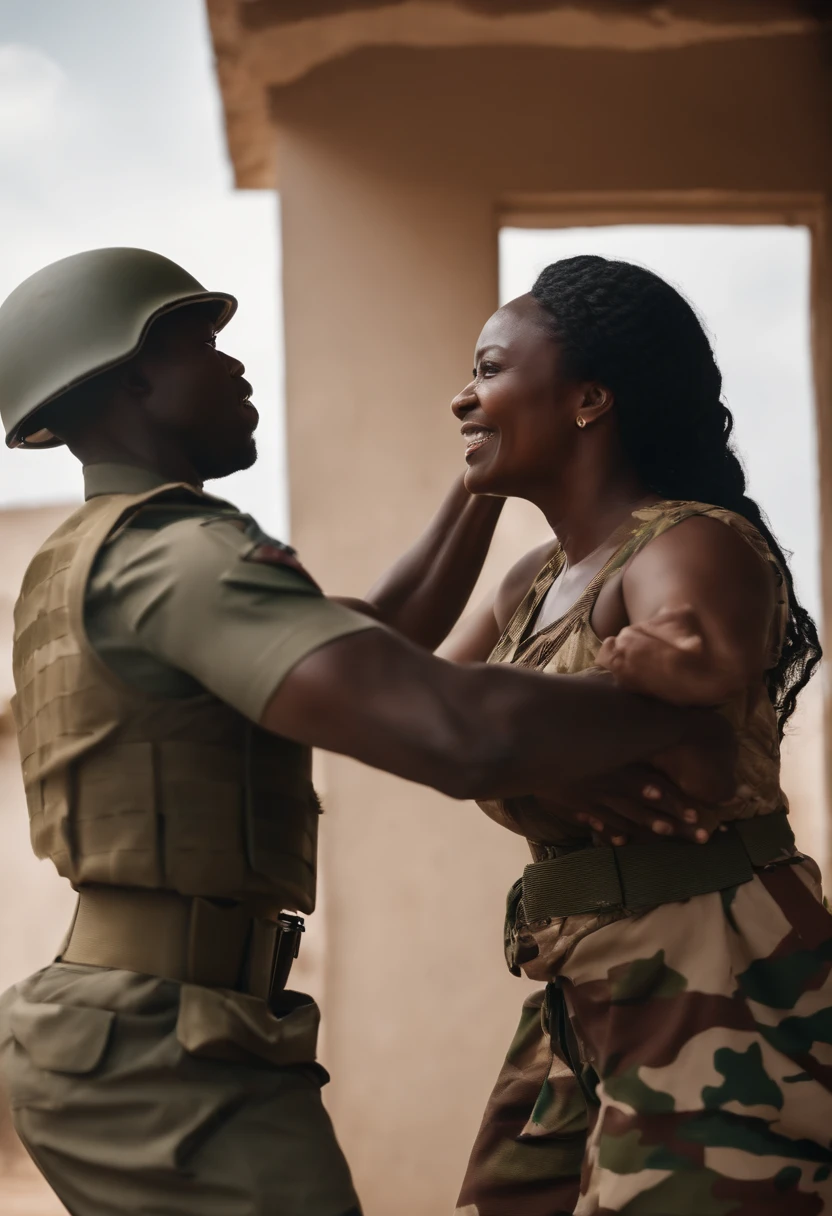 Image of a nigerian soldier throwing felas mother out of the window of a two storey building
