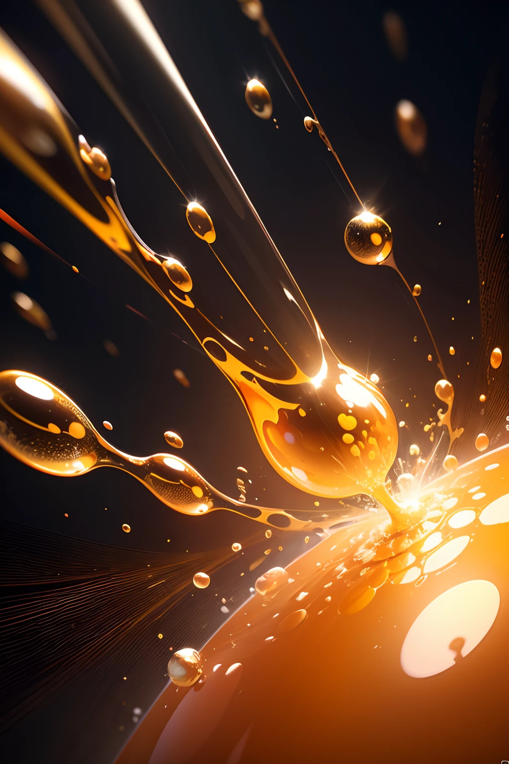 Close up of bubbles on orange background, 3D bubble simulation rendering, houdini fluid simulation, Boiling bubbles simulate background, Houdini's bubble simulation, Bubble simulation, golden smooth material, The bubbles rise like boiling,, Abstract bubbles, Bubble simulation, Boiling bubbles, high quality rendering,Full picture,Business posters