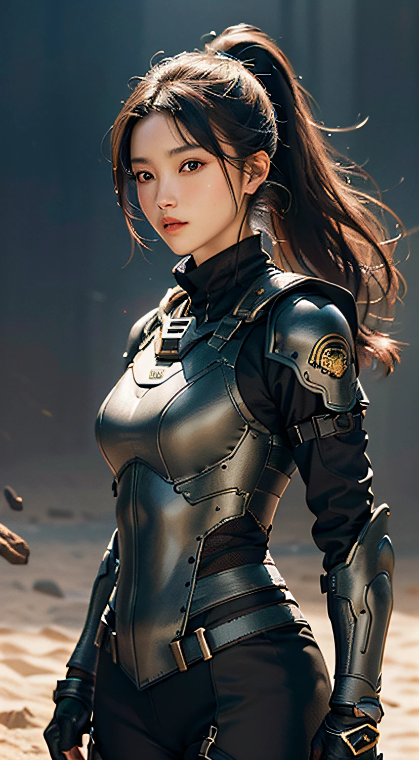 best quality, masterpiece,
(anime),
adult female,
armored warrior,
(upper body:0.6),
sharp details, (high detail skin),
realistic skin texture