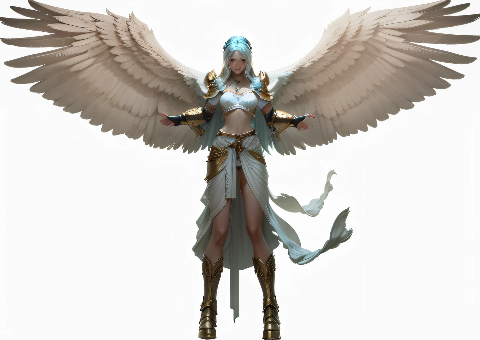 female, angelic, no armour, no extra clothing, chest wrap