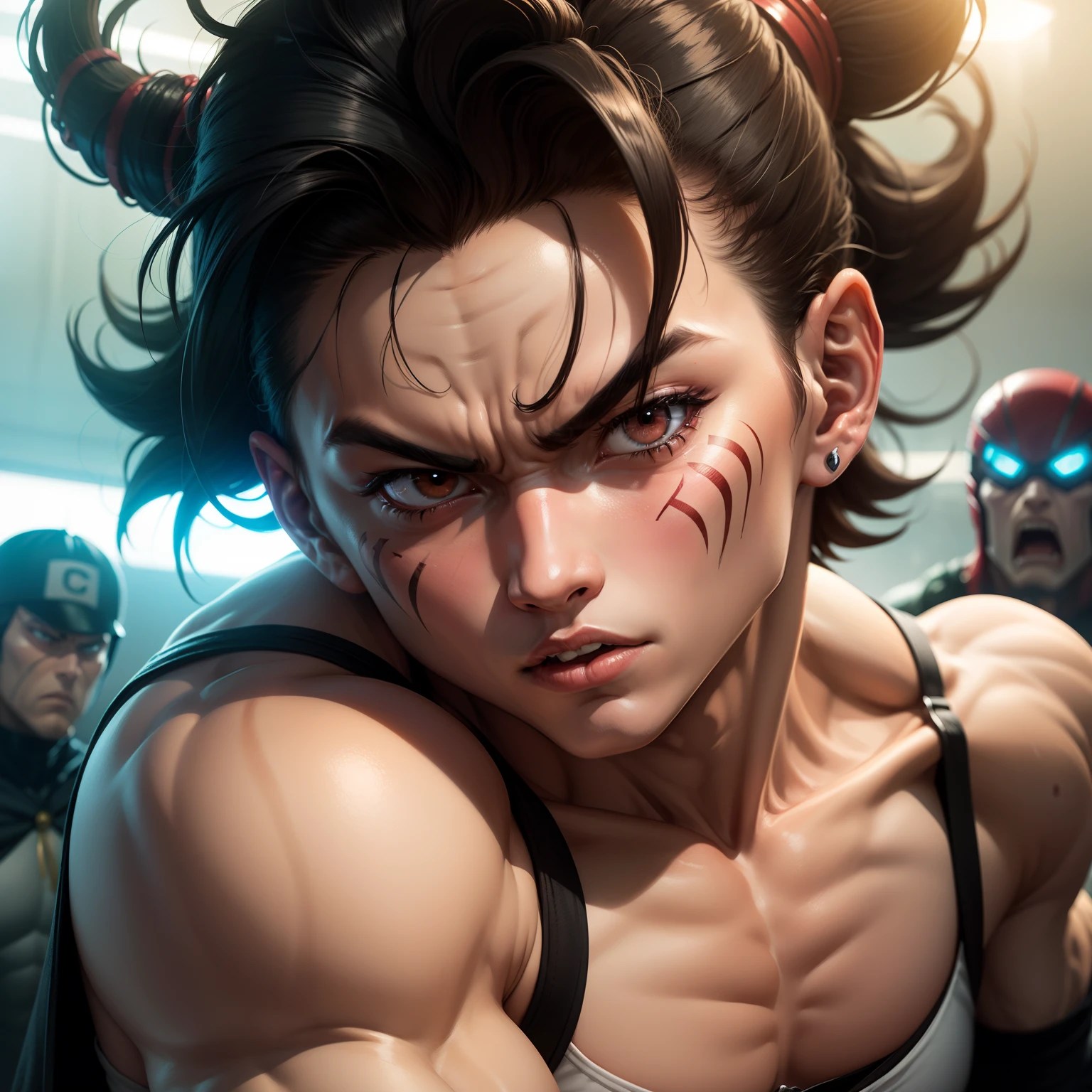 Kinnikuman Go Battle//Flesh letters on the forehead