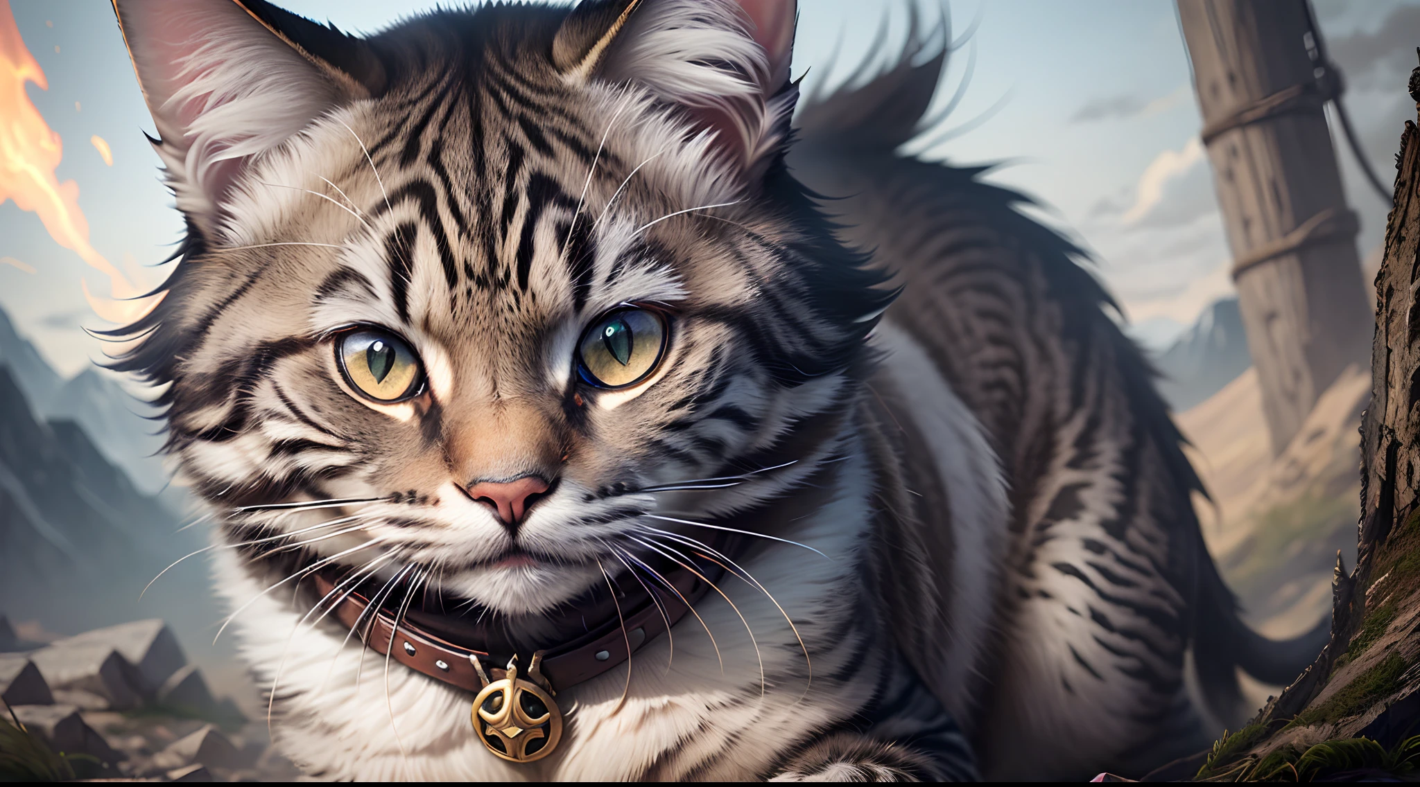 Cat Armor Details

User
Make a detailed image prompt with technical tips of a cat in armor 

ChatGPT
Clear! Here's a detailed image prompt of a cat in armor:

Image:
The image depicts a cat in majestic and imposing armor. He's standing in a combat pose, his front paws raised and his sharp claws exposed. The cat is of the Maine Coon breed, known for its large size and lush coat. Their coat is dark gray, with silvery reflections, which glow in the light. Each strand of fur appears to have been expertly intertwined with metal threads, giving it a metallic appearance.

Technical details:
The cat's armor is made of a mixture of metal and leather. Armor plates cover your chest, back, and flanks, providing additional protection. The plates are detailed with intricate carvings, which depict feline motifs such as claws and sharp teeth. Some parts of the armor are slightly oxidized, showing the passage of time and evidencing the battles faced by the cat.

Around the cat's neck, there is a collar of armor that extends to the shoulders, protecting its vital throat. The collar is also adorned with small inlaid jewelry, which captures light and adds a touch of elegance to the cat's appearance.

The cat's front paws are protected by armor gloves, which cover each finger and have sharp tips like claws. The gloves are flexible enough to allow the cat to move with ease, but robust enough to provide defense during a battle.

Piercing eyes peer out from behind small slits in the armored face mask. The cat's pointed ears emerge through cutouts at the top of the mask, giving it a fierce and determined appearance.

In the background, one can see a mountainous landscape, with dark clouds indicating that a storm is approaching. The wind blows around the cat, causing its fur and the flag attached to its armor to flutter.

Esper
