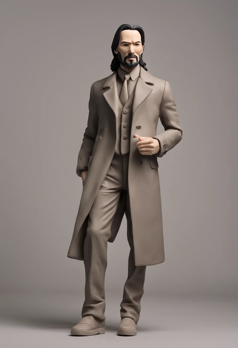 Clay material,Buildings,The Matrix style,Black trench coat man,Keanu Reeves