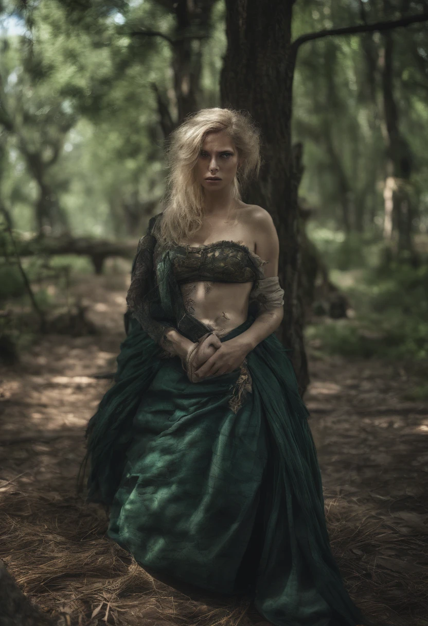 deepshadow, sinister, an award winning photograph, Best quality, Masterpiece, Upper body, woman, Freckled face, Blonde hair blown by the wind, Emerald eyes, Jeremy Lipkin's modern strapless dress, author:Antonio J. Manzanedo, author:Lee Jeffries Nikon D850 Film Stock Photo 4 Kodaport 400 Camera F1.6 Photos Rich colors Ultra-realistic textures Dramatic lighting Unreal Engine Trends Art Station Movie Stills 800, fisheyelens, Style-Kilt, Windy beach, Scottish lakes, forest