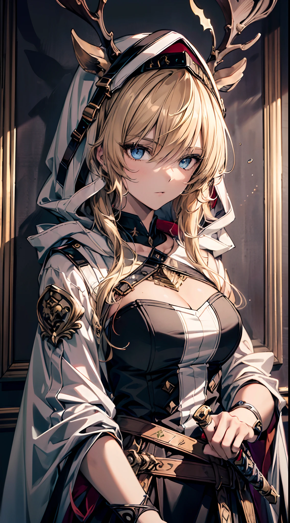 (((Masterpiece))),(incredibly_absurderes),(Best quality),(A high resolution),(Highly detailed),((CG unity 8k wallpaper)),face portrait of a  European female , Light hair, Goddess of War, Book pages Colorful art, Long curly hair, Blonde, Intimidating eyes, Sword frame, Decorative panels, Ancient, (Masterpiece, Best quality, A high resolution:1.4), Extremely detailed, Intricate details, 4K, splash of color, Line art, Fibonacci, Perfect intricate details, Best quality, High quality, A high resolution, 16k, primitive, 超A high resolution, Hyper-detailing, finedetail, An extremely delicate and beautiful, Extremely detailed, Real Shadow, Highly detailed painting,full bodyesbian，largeaperture