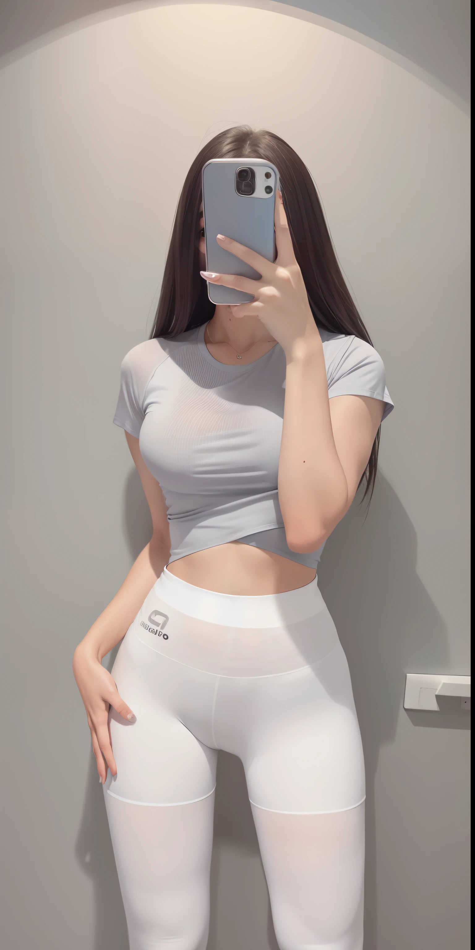 Arapei woman takes a selfie wearing gray shorts, smooth white tight clothes suit, blue tight t-shirt, Tight shirt, wearing tight simple clothes, wearing tight shirt, tight costume, thicc, Open V chest clothes, wearing sexy cropped top, with ripped crop t - shirt, cute sportswear, Crop top shirt,Slimming the waist