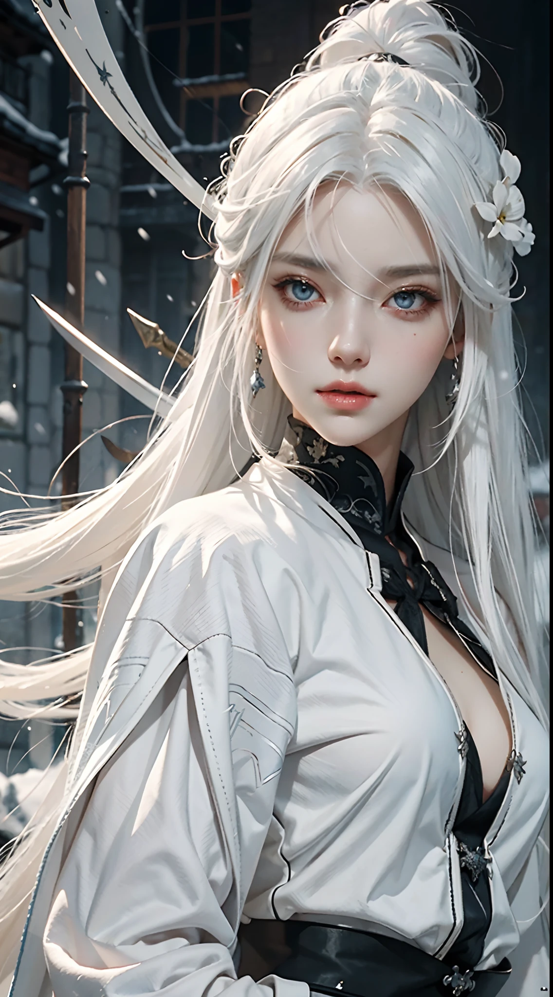 a close up of a woman with white hair and a white mask, beautiful character painting, guweiz, artwork in the style of guweiz, white haired deity, by Yang J, epic exquisite character art, stunning character art, by Fan Qi, by Wuzhun Shifan, guweiz on pixiv artstation