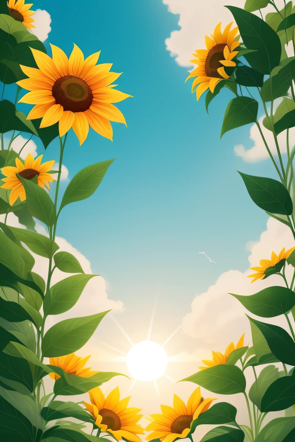 Sun flower、Delicate light color background