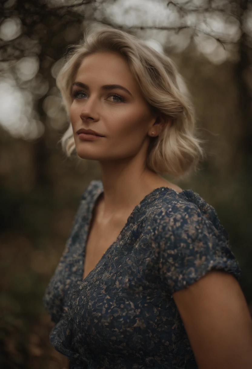 adult women detailed short blond hair, sharp jawline tanned skin, dark eyes, solo poitrate, beautiful face, preety face, perfect face, closeup, looking towards the camera, photo real, HDR, well lit, 8k, 4k