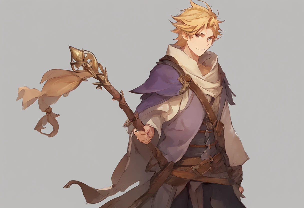 masterpiece、top-quality、 超A high resolution、(Red-haired ponytail female warrior、Green eyes、A mischievous smile、Heavily armed armor、Carrying a sword on his back)、(Blonde long-haired elf archer、Purple eyes、Smiling smile、Revealing clothing、Have a bow)、(Yellow Shorthair Man Wizard、Brown eyes、tired expression、Wearing a loose gray robe、Have a cane as long as your height)、Walking in the city of Western fantasy
