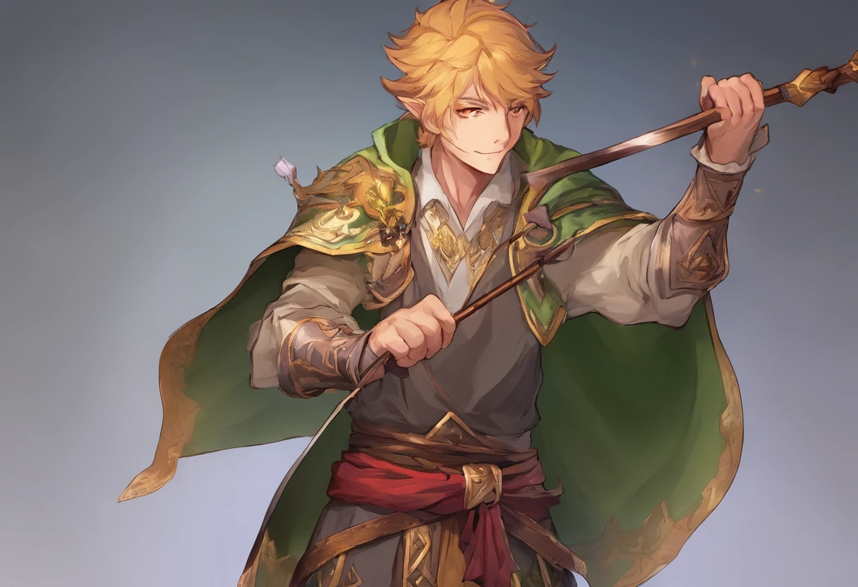 masterpiece、top-quality、 超A high resolution、(Red-haired ponytail female warrior、Green eyes、A mischievous smile、Heavily armed armor、Carrying a sword on his back)、(Blonde long-haired elf archer、Purple eyes、Smiling smile、Revealing clothing、Have a bow)、(Yellow Shorthair Man Wizard、Brown eyes、tired expression、Wearing a loose gray robe、Have a cane as long as your height)、Walking in the city of Western fantasy