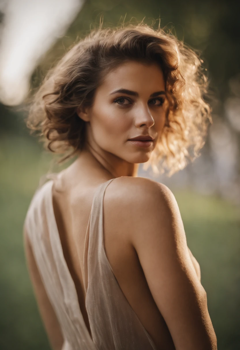 adult 25 years old women detailed short blond hair, sharp jawline tanned skin, dark eyes, solo poitrate, beautiful face, preety face, perfect face, closeup, looking towards the camera, photo real, HDR, well lit, 8k, 4k