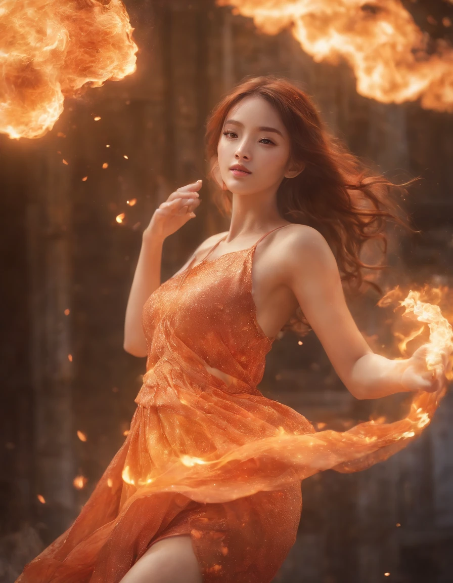 Enter a captivating scene,An anime girl sitting on a floating platform, How energetic fire particles ignite the air around you, Creates a stunningly dynamic atmosphere. Creative lighting styles bathed in brilliant light, Burning light, Harmonizes with rotating fire particles. Crafted with meticulous precision,Render in stunning 10k high resolution, This masterpiece incorporates the artistic medium of digital illustration, The impact of fire, particle sim, and post-processing technology. Take inspiration from anime styles, Mystical realism, and contemporary surrealism, It captures the fiery, The ethereal beauty of anime girls in dancing flames, Fire particles enhance the sense of magic and wonder.