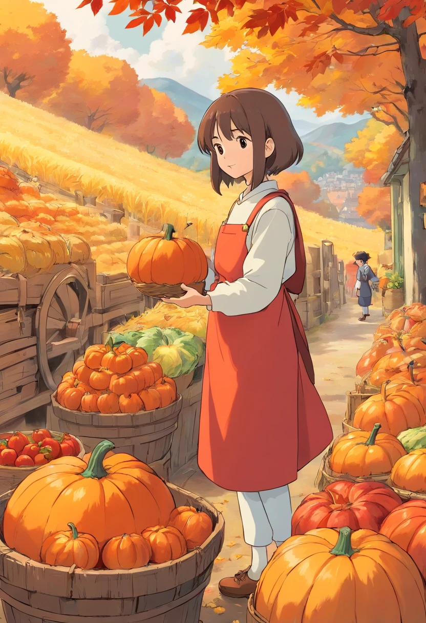 Autumn harvest season,People are working hard,morning