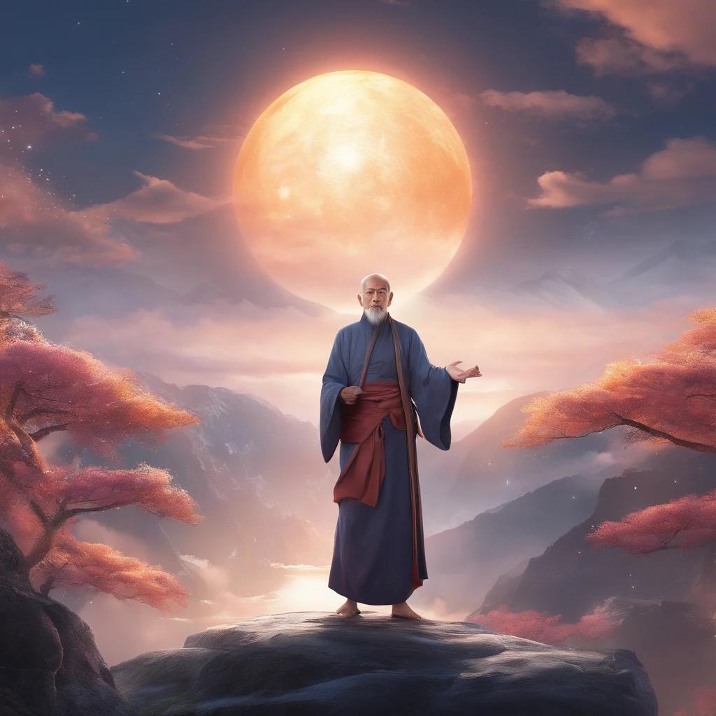 Imagine Zen old monk, A high-ranking monk, Gray robe, largeeyes, Smile and meditate, Face the camera, Full body photo, Frontal photo, The background is alpine flowing water, Chinese wind, the detail, Cinematic light, High quality --ar 3:4[Pictures], 。.3D, surrealism, Cinematic lighting, hyper HD, Super detail, Textured skin, hyper HD, ccurate, Textured skin, High details