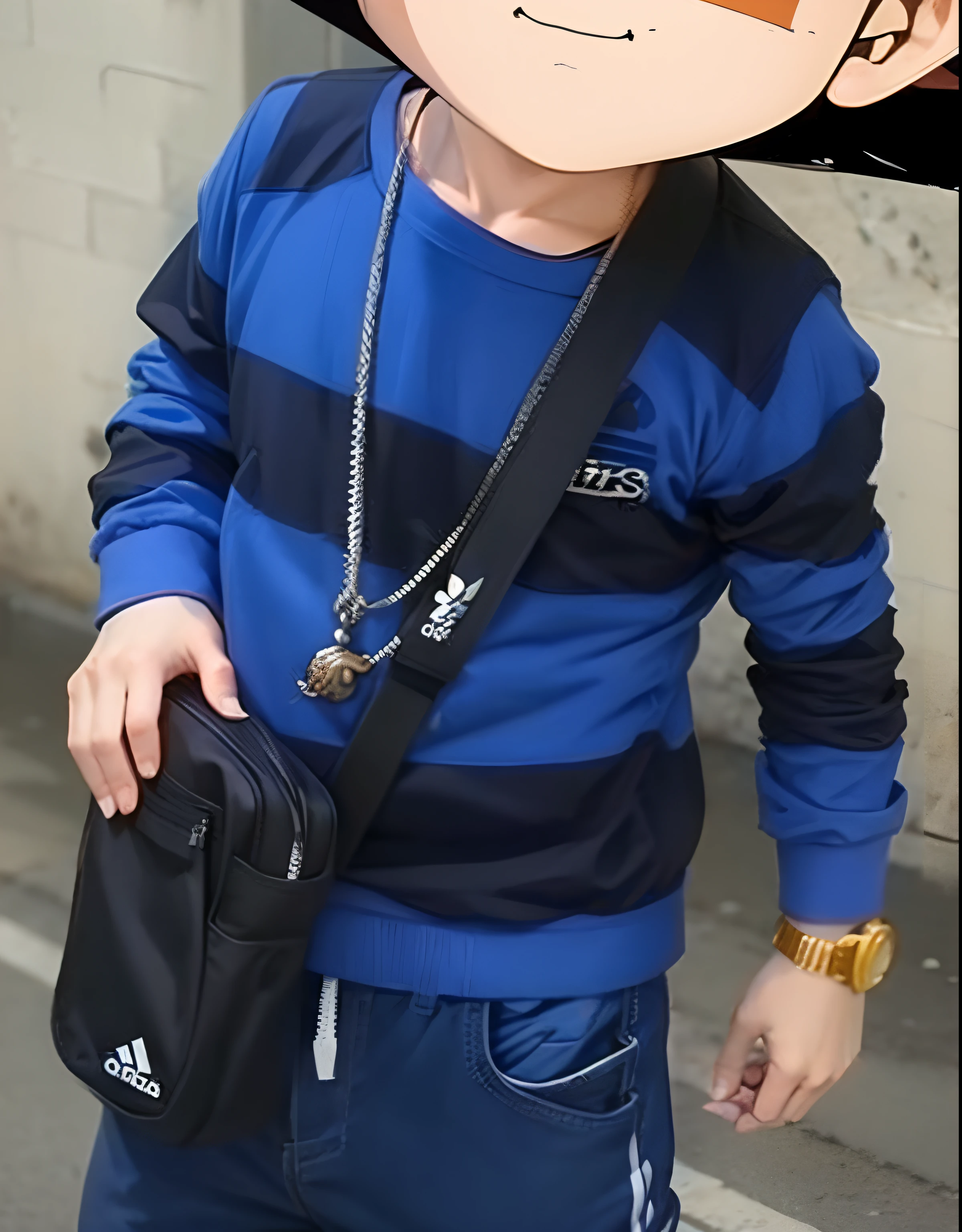 goku street wear chibi, pochete da adidas estilosa