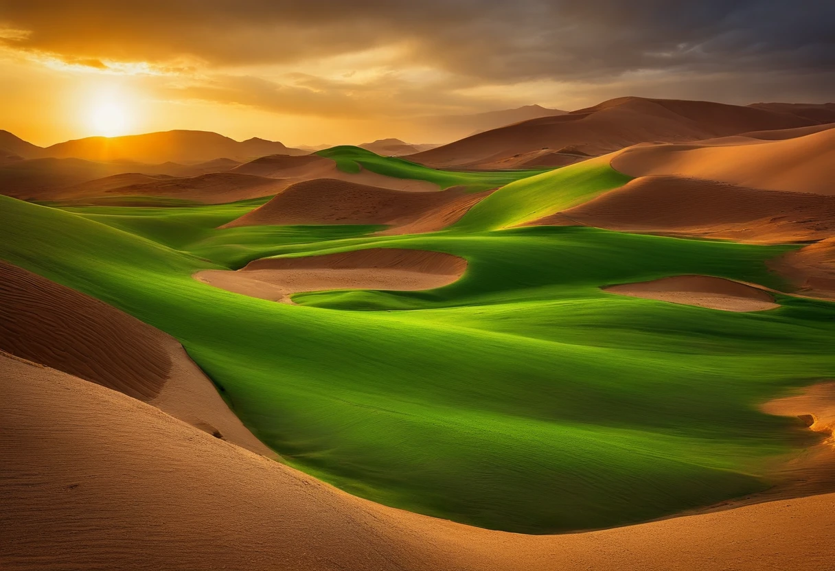 "Desert oasis",Sediment,springtime,rained,Fine green buds on the ground,The sun is bright