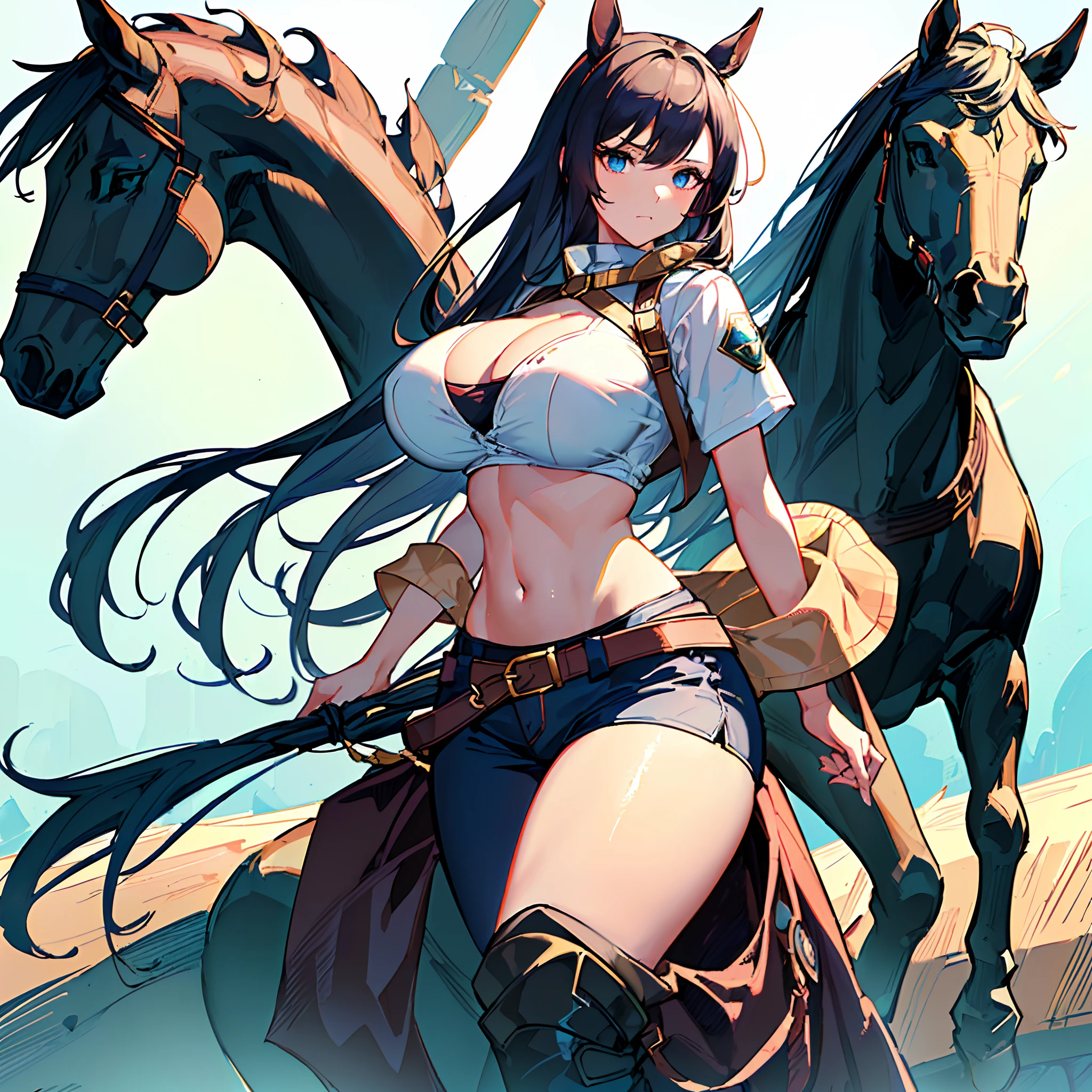 (Golden ratio:1.2),​master piece,[(White background:1.4)::10],(8K, Best quality, tmasterpiece:1.2),\(eye detailed\),\(Facial features\),(\(Clothes detail details\)\),(huge ???,long ???????),Oblique opposite lens,full bodyesbian,(Facial focus) ,Very detailed CG unity 8K wallpaper,hugefilesize,ultra - detailed,A high resolution,absurderes,beautidful eyes,Ray traching,dramatic shadow,finely detailled,Dramatic angles,Hyper-detailing,(1 girl:1.3),(Solo),Horse ears with drooping heads,Mature female,a matural female,thick thight,busty figure,(/ethnicity_centaur horse:1.3/),(Short shirt with lower ?????:1.3),navel,Crop tops,cleavage,(occupation_Ranger:1.3),Ranger costumes,((Game standing painting)),{{???? ???????? characters}},(++Wind element special effect background:1.3++)