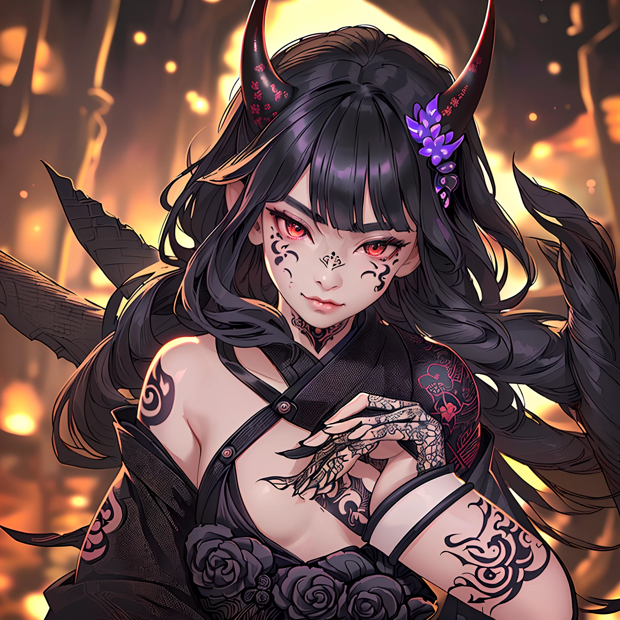 beautiful, masterpiece, best quality,  HorrorFantasy,   corneo_runny_makeup