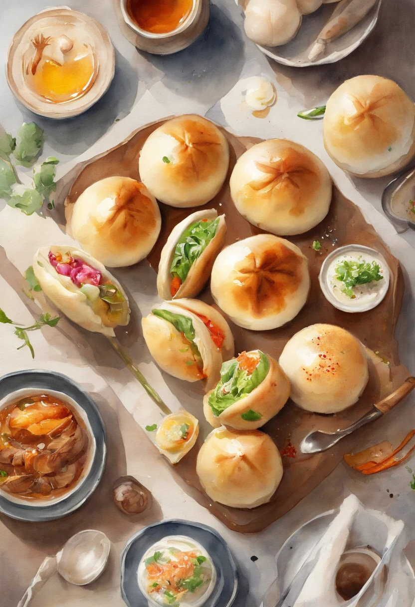 Steamed buns have just come out,Creation of fantasy,Cute Q version of food