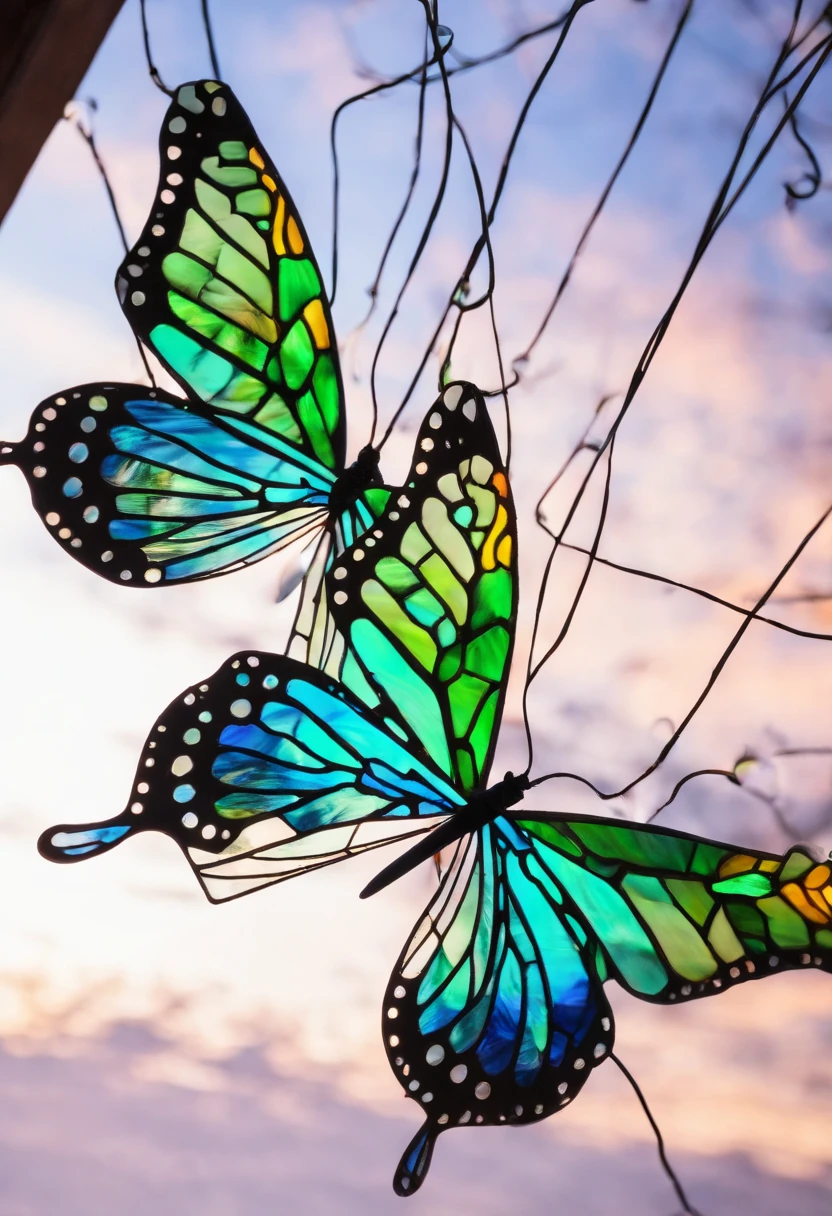 Butterfly wings,Light,Material de vidro,Blue-green,eardrop