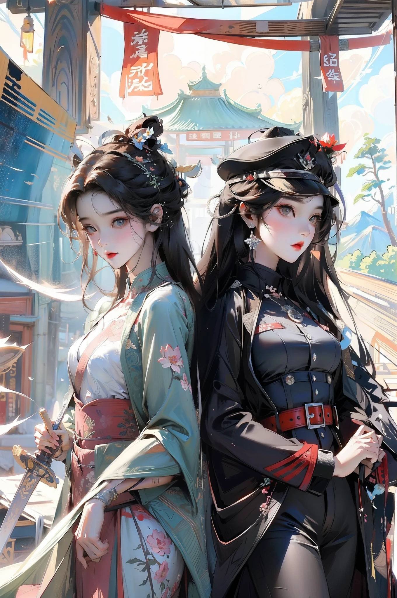 Twin sister flowers,The beauty on the right has the same face。