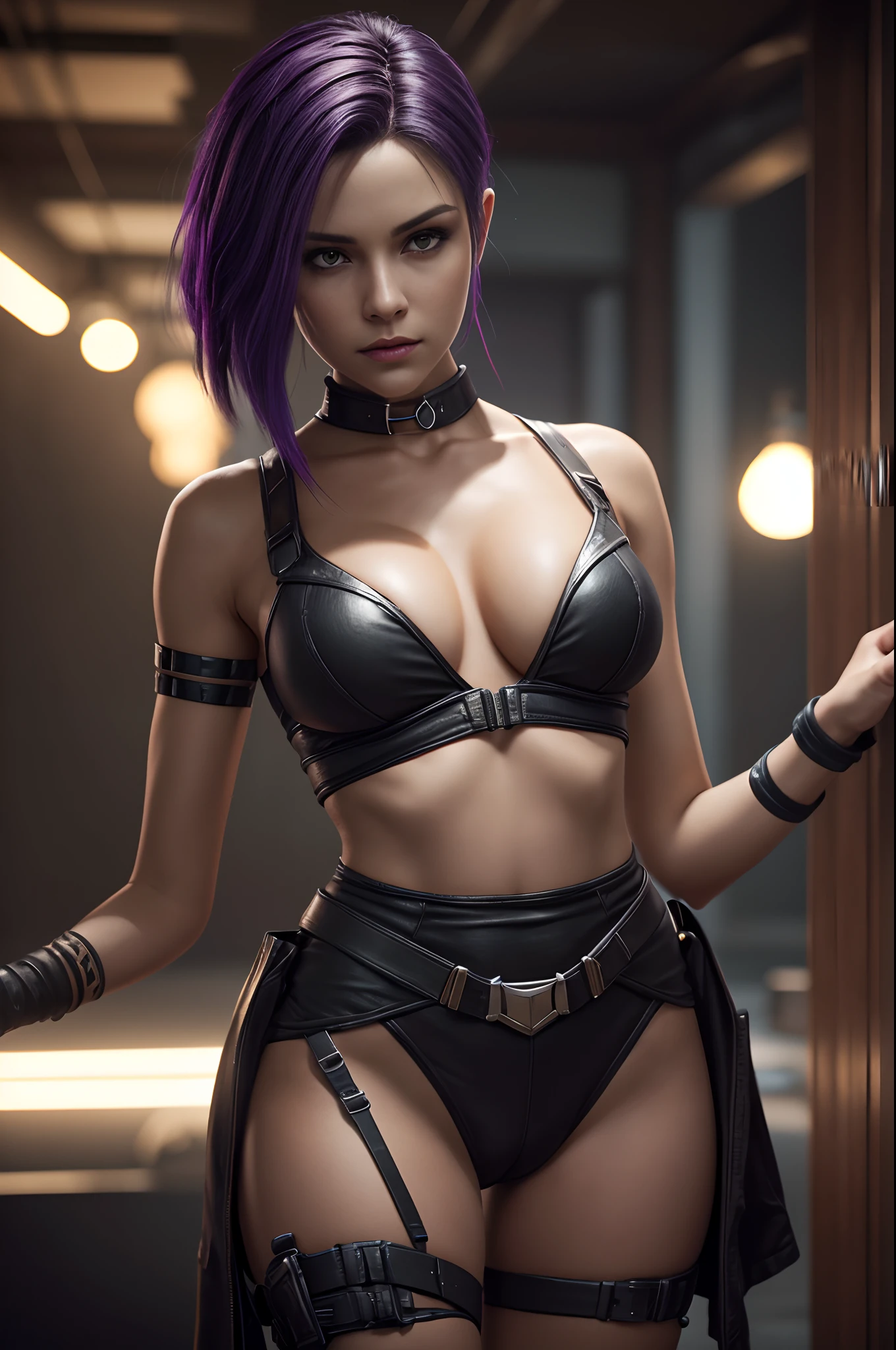 Jinx from Arkane, (skin texture:1.1), (high detail face:1.1), high detail body, high detail clothes, (masterpiece), (realistic), ultra high definition, 4k, ultra high resolution, film grain, cinematic lighting, rim lighting,  photo by Arny Freytag, RAW image